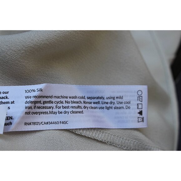 New w/Tags - Eileen Fisher Silk Georgette Crepe Side Drape Shell, Bone, Med - Picture 9 of 9